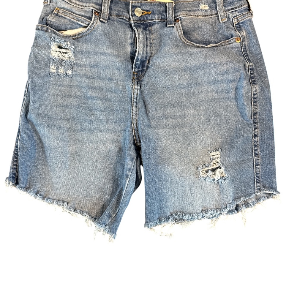 Signature by Levi‎ Strauss Blue Jean Shorts Distressed Raw Hem